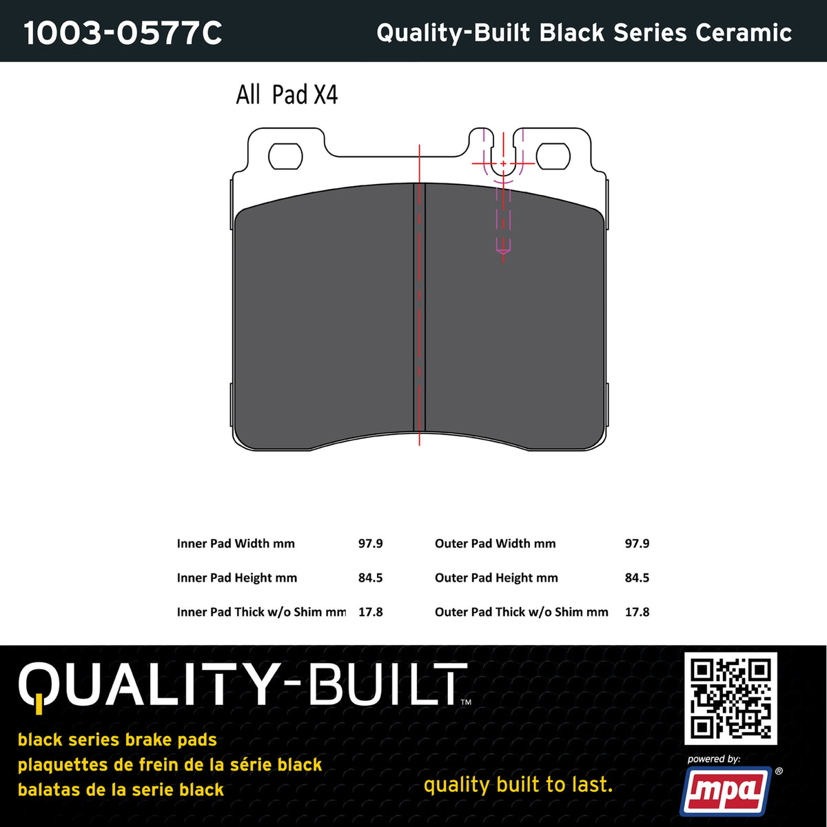 Quality-Built Black Series Ceramic Brake Pads 1003-0577C