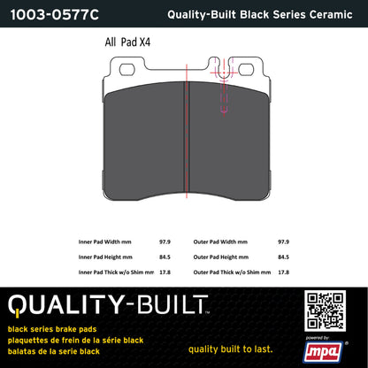 Quality-Built Black Series Ceramic Brake Pads 1003-0577C