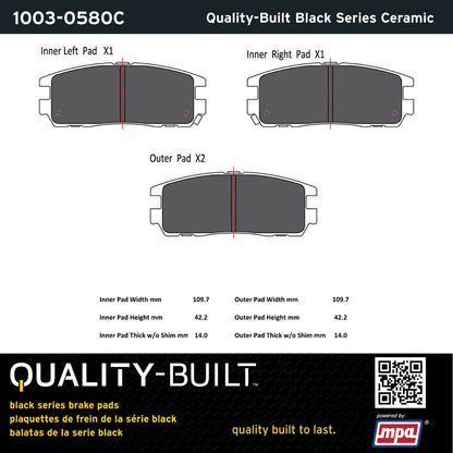 Quality-Built Black Series Ceramic Brake Pads 1003-0580C