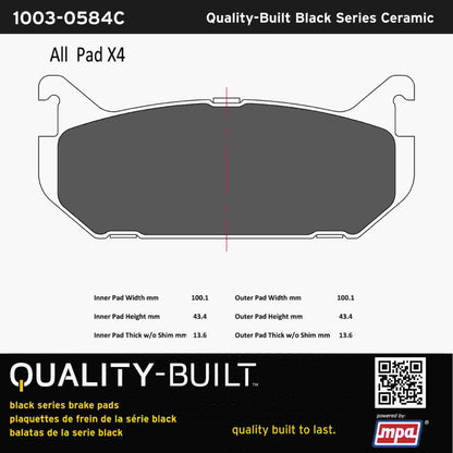 Quality-Built Black Series Ceramic Brake Pads 1003-0584C