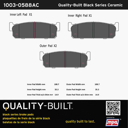 Quality-Built Black Series Ceramic Brake Pads 1003-0588AC