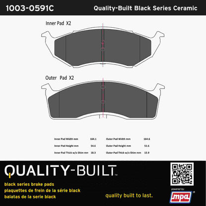 Quality-Built Black Series Ceramic Brake Pads 1003-0591C