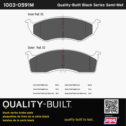 Quality-Built Black Series Semi-Metallic Brake Pads 1003-0591M