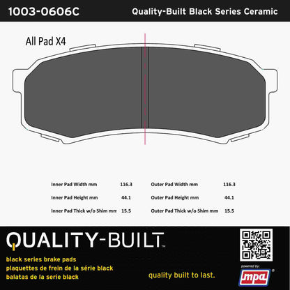 Quality-Built Black Series Ceramic Brake Pads 1003-0606C