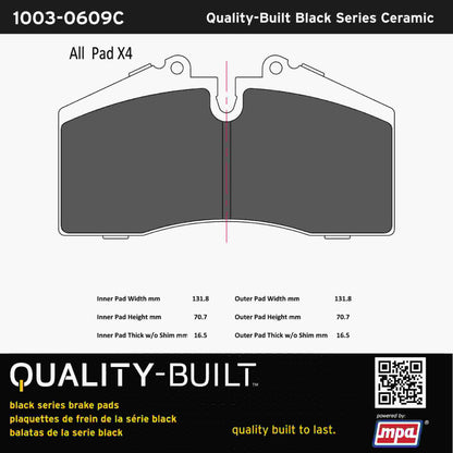 Quality-Built Black Series Ceramic Brake Pads 1003-0609C