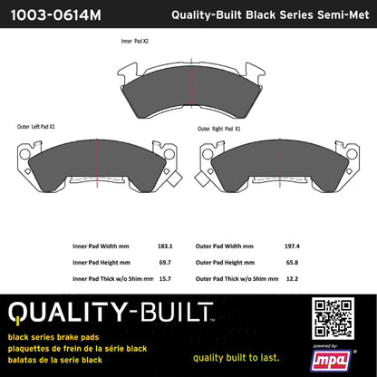 Quality-Built Black Series Semi-Metallic Brake Pads 1003-0614M