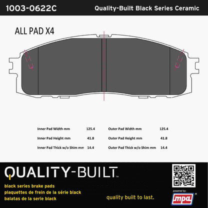 Quality-Built Black Series Ceramic Brake Pads 1003-0622C