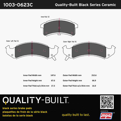 Quality-Built Black Series Ceramic Brake Pads 1003-0623C