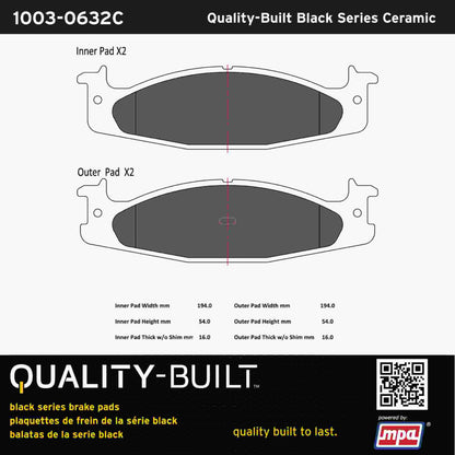 Quality-Built Black Series Ceramic Brake Pads 1003-0632C