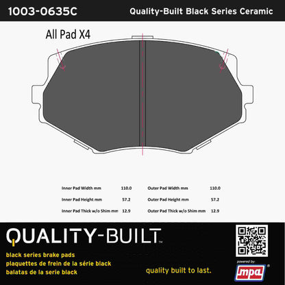 Quality-Built Black Series Ceramic Brake Pads 1003-0635C