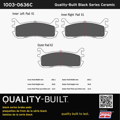 Quality-Built Black Series Ceramic Brake Pads 1003-0636C