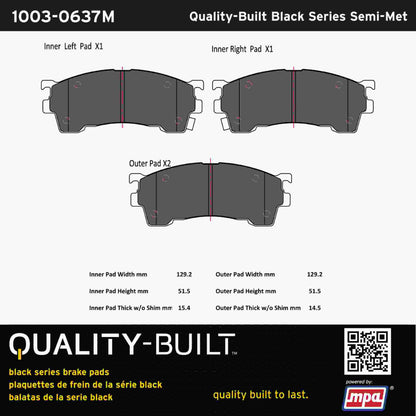 Quality-Built Black Series Semi-Metallic Brake Pads 1003-0637M