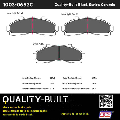 Quality-Built Black Series Ceramic Brake Pads 1003-0652C