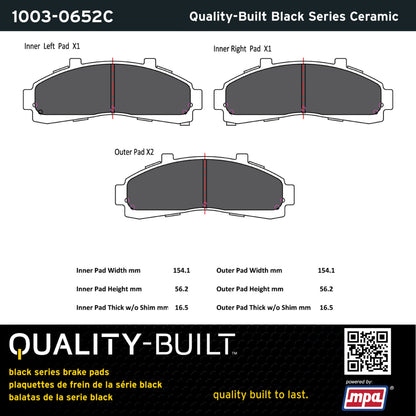 Quality-Built Black Series Ceramic Brake Pads 1003-0652C