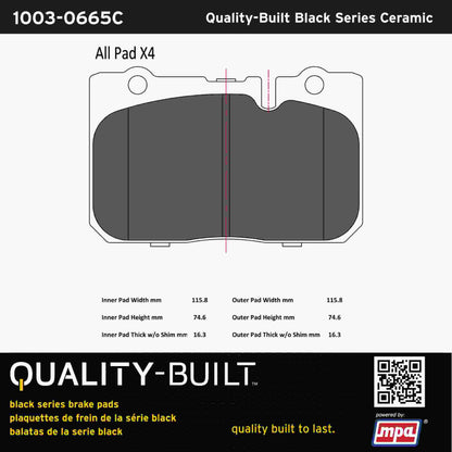 Quality-Built Black Series Ceramic Brake Pads 1003-0665C