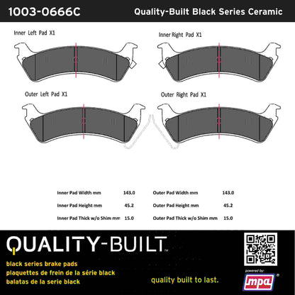 Quality-Built Black Series Ceramic Brake Pads 1003-0666C