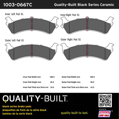 Quality-Built Black Series Ceramic Brake Pads 1003-0667C