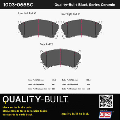 Quality-Built Black Series Ceramic Brake Pads 1003-0668C