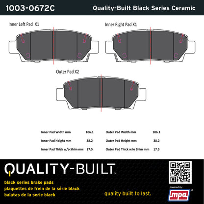 Quality-Built Black Series Ceramic Brake Pads 1003-0672C