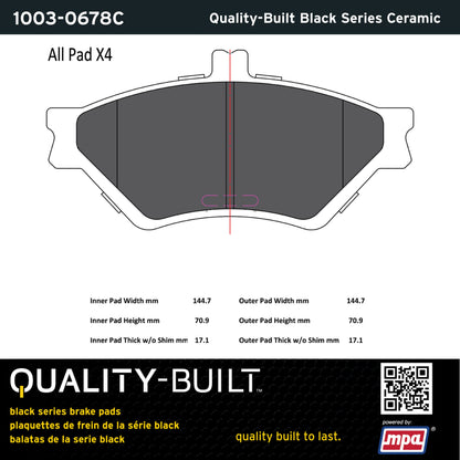 Quality-Built Black Series Ceramic Brake Pads 1003-0678C