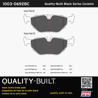 Quality-Built Black Series Ceramic Brake Pads 1003-0692BC