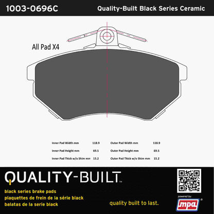 Quality-Built Black Series Ceramic Brake Pads 1003-0696C