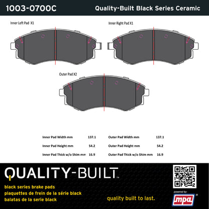 Quality-Built Black Series Ceramic Brake Pads 1003-0700C