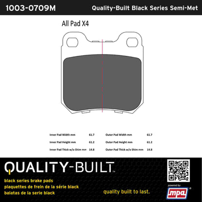 Quality-Built Black Series Semi-Metallic Brake Pads 1003-0709M