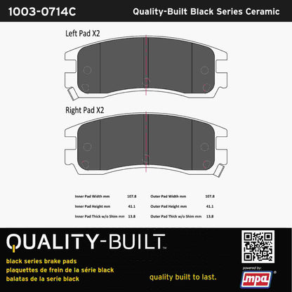 Quality-Built Black Series Ceramic Brake Pads 1003-0714C