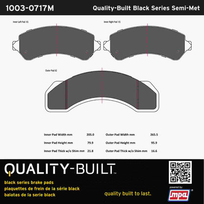 Quality-Built Black Series Semi-Metallic Brake Pads 1003-0717M