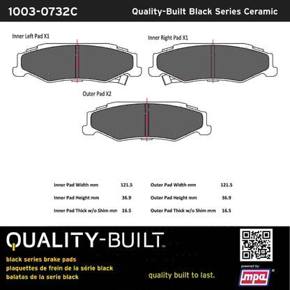 Quality-Built Black Series Ceramic Brake Pads 1003-0732C