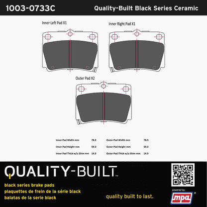 Quality-Built Black Series Ceramic Brake Pads 1003-0733C