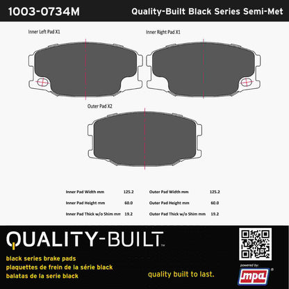 Quality-Built Black Series Semi-Metallic Brake Pads 1003-0734M