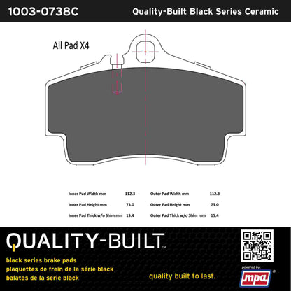 Quality-Built Black Series Ceramic Brake Pads 1003-0738C