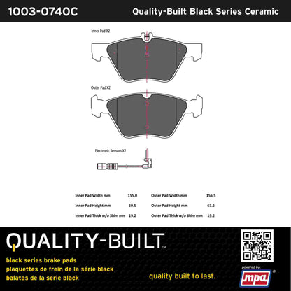 Quality-Built Black Series Ceramic Brake Pads 1003-0740C