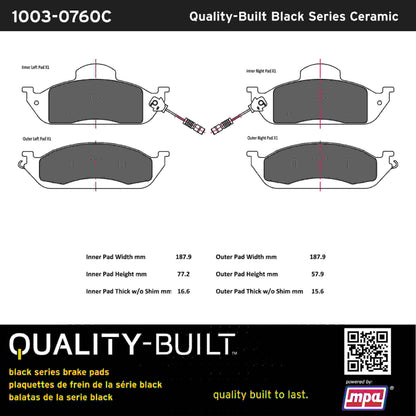 Quality-Built Black Series Ceramic Brake Pads 1003-0760C