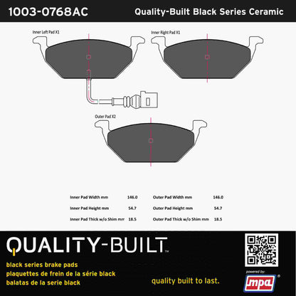 Quality-Built Black Series Ceramic Brake Pads 1003-0768AC