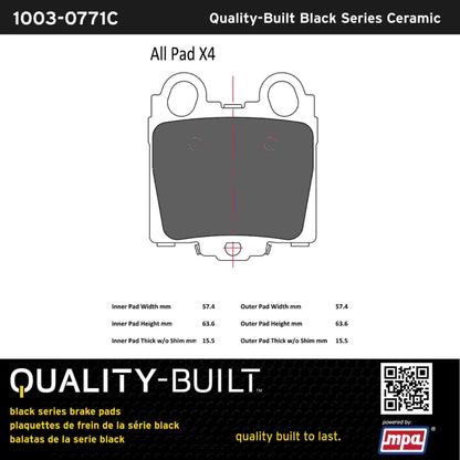 Quality-Built Black Series Ceramic Brake Pads 1003-0771C