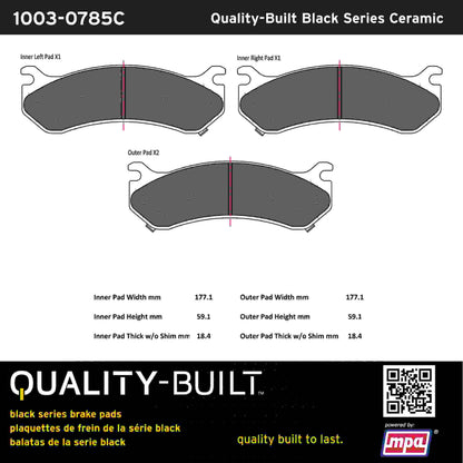 Quality-Built Black Series Ceramic Brake Pads 1003-0785C