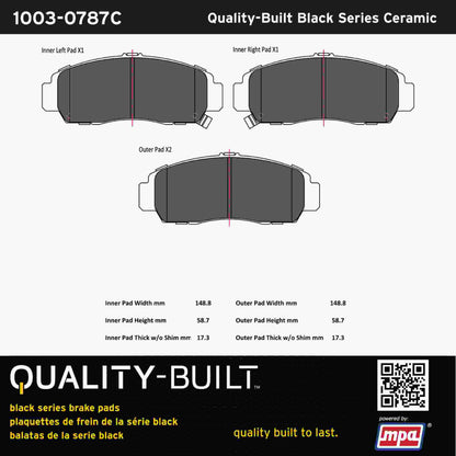 Quality-Built Black Series Ceramic Brake Pads 1003-0787C