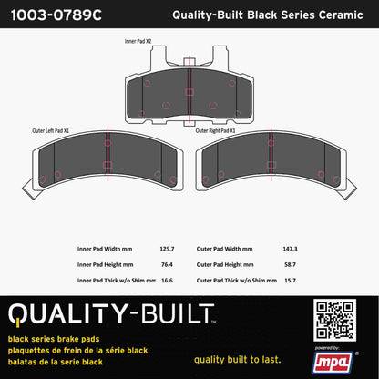 Quality-Built Black Series Ceramic Brake Pads 1003-0789C