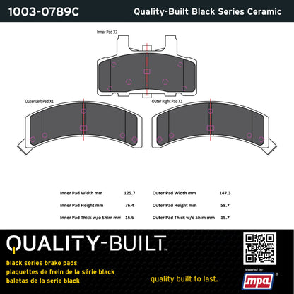 Quality-Built Black Series Ceramic Brake Pads 1003-0789C