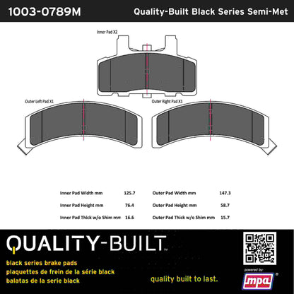Quality-Built Black Series Semi-Metallic Brake Pads 1003-0789M