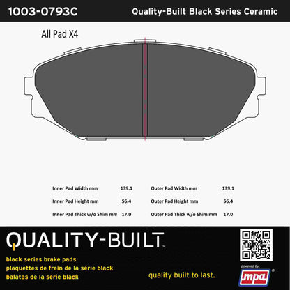 Quality-Built Black Series Ceramic Brake Pads 1003-0793C