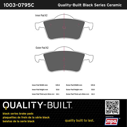 Quality-Built Black Series Ceramic Brake Pads 1003-0795C