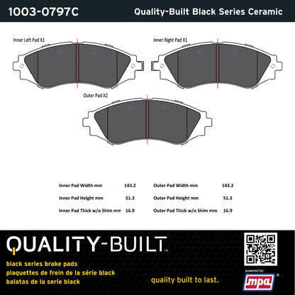 Quality-Built Black Series Ceramic Brake Pads 1003-0797C