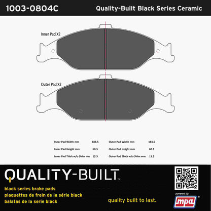 Quality-Built Black Series Ceramic Brake Pads 1003-0804C