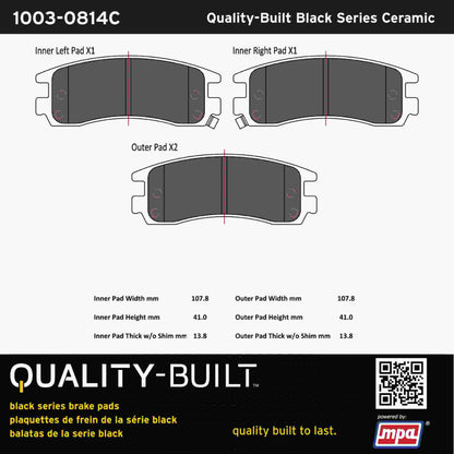 Quality-Built Black Series Ceramic Brake Pads 1003-0814C