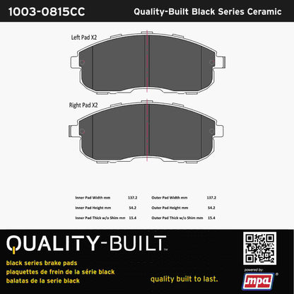 Quality-Built Black Series Ceramic Brake Pads 1003-0815CC