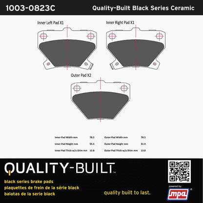 Quality-Built Black Series Ceramic Brake Pads 1003-0823C